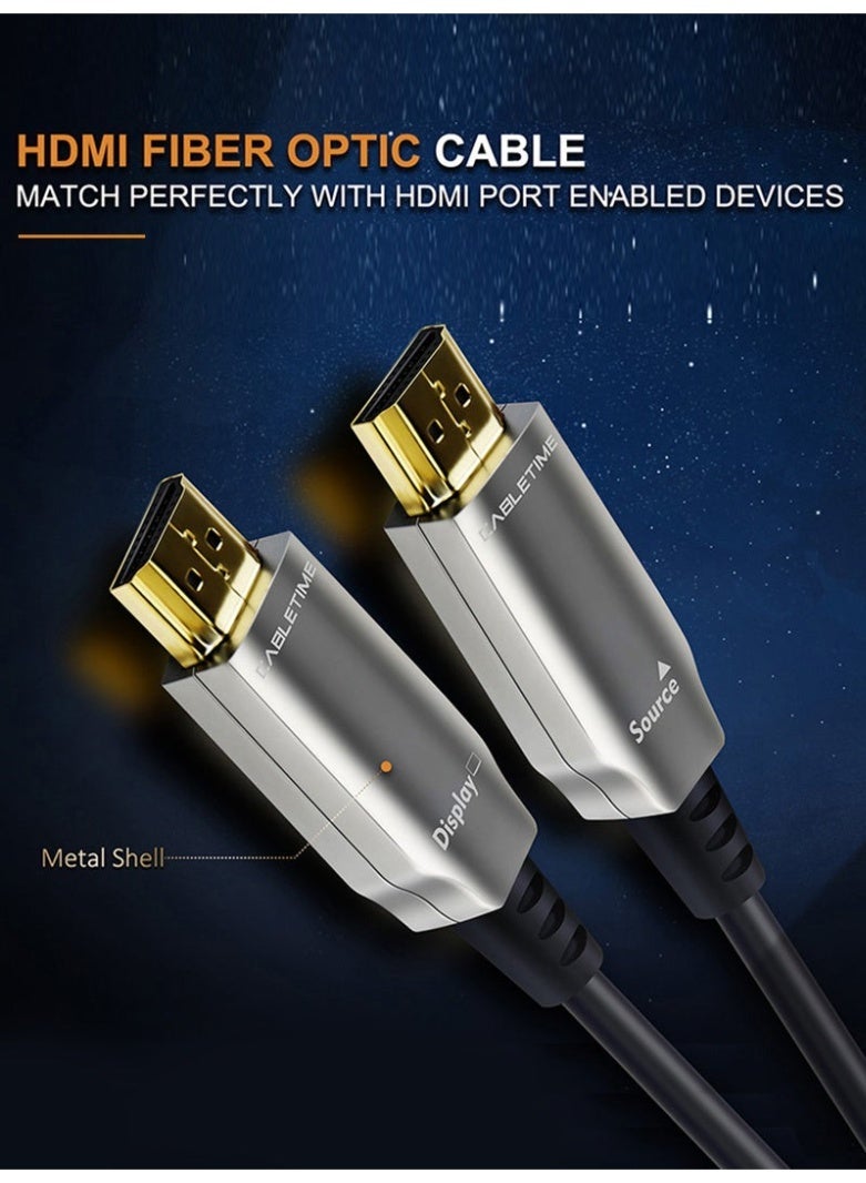 CABLETIME ACTIVE FIBER OPTICAL HDMI 2.0 CABLE AOC 4K 60HZ 18GBPS HDR HIGH SPEED ULTRA HD COMPATIBLE WITH PS4 PS5 XBOX TV MONITOR PROJECTOR BLU RAY LAPTOP - Image 5